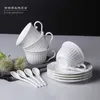 180ML. white embossed porcelain espresso cup with saucer, ceramic tea cups and saucer sets, tasse cafe english christmas cup 210611