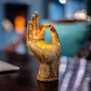 Ljushållare Buddha Handhållare Resin Buddhism Mudra Stand Tabletop Tealight Rack Dekor Hem Desktop Arts Crafts Ornaments