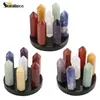 Sunligoo 7 Chakra Star Group Reiki Healing Crystal Quartz Energy Stone Hexagonal Point Array Statue Figurine Obsidian Stand Set T200117