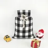 크리스마스 장식 캔디 가방 캔버스 Drawstring 포켓 산타 자루 축제 저장 가방 빨간색과 검은 색 포켓 A02