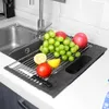 Multi-use keuken droogrek opslag houders over gootsteen roll-up schotel droog-racks opvouwbare fruit plantaardige vlees organizer lade rre11413