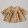 Spring Kids Girls 2-pcs sätter linne rayon långa skjortor + shorts bodysuit barn jumpsuit casual kläder e0734 210610