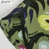 Zevity 여성 휴가 바람 꽃 프린트 여름 반바지 여성 세련된 탄성 허리 레이스 리본 캐주얼 pantalone 코르 토스 P1149 210719