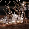 Orecchini Collana FORSEVEN Alta moda Metallo Cristallo Perle simulate Tiara Corone Eardrop Sposa Noiva Set di gioielli da sposa