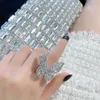 Big Butterfly Open Rings For Women Etrendy New Fashion Micro Pave Shinning Zircon Statement Ring Adjustable Jewelry