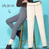 SALSPOR Winter Warm Leggings Women Velvet Leggins Thick Lamb Wool Pants Cold-Resistant Plus Black Clothes 211204