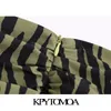 KPYTOMOA Women Chic Fashion Leopard Print Ruffle Draped Mini Kjol Vintage High midja Back Dxedragare Kvinnliga kjolar Mujer 210306