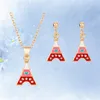 Collier Boucles d'oreilles Set Tower En forme de pendentif magnifique bijoux en alliage à la mode pour femme fille Decoration Stre22