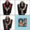 Earrings & Necklace Jewelry Sets Luxury Indian Wedding Bib Fashion Chunky Bridal Dubai Gold Coral Set Abh699 C18122701 Drop Delivery 2021 Zv