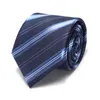 男性の結婚式のビジネスファッションのドレスのスーツの絹のポリエステル青い男性のネクタイのためのブランド8cmの高級ストライプのネクタイ