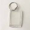 Acrylic Blank Keychains Key Rings Clear Plastic Rectangle Square Heart Insert Photo Keyfobs Promotion Split Keyring Chain Accessories DIY Picture Frames Gifts