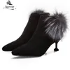 부츠 SGERVIER 2022 대형 크기 31-47 겨울 흑인 여성 얇은 하이힐 뾰족한 발목 여자 신발 B817