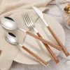 Zestaw sztućców ze stali nierdzewnej z uchwytem ABS kreatywne imitacja drewniana rękojeść Zestawy Western Flatware Zestawy Spoon Nóż Wózek Odważanie