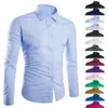 Moda primavera outono homens camisa manga comprida cor sólida fácil-cuidado anti vinco homem casual camiseta M-3XL FS99 210316