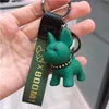 Party Favor Puppy French Fighting Dog Bronzing Leather Cord Key-Chain Creative Söt Kvinna Tecknad Shiba Inu Små Hängsmycke