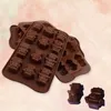 12 실리콘 로봇 초콜릿 아이스 금형 케이크 케이크 캔디 jely 푸딩 베이킹 DIY 만화 금형 쿠키 베이킹 장식 도구 Bakeware