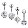 1 stks Belly Button Rings Diamond Chirurgisch Roestvrij staal Ronde Cubic Zirconia Navel Barbell Stud Body Piercing