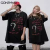 Gonthwid T-shirt Streetwear Harajuku Hip Hop Lettera Stampa Ricamo Simbolo dei ricamo Tshirs Moda Moda Casual Manica Corta Allentato Top c0315