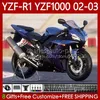 Corpo moto per YAMAHA YZF-R1 YZF-1000 YZF R 1 1000 CC 00-03 Carrozzeria 90No.33 YZF R1 1000CC YZFR1 02 03 00 01 Stock nero YZF1000 2002 2003 2000 2001 Kit carenature OEM