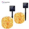 Stringhe Luci a stringa LED a energia solare impermeabili per giardino esterno Cortile Festa di nozze Pannello 100/200 LED 8 modalità Fata