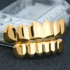 Mode Hip Hop Rapper Real Gold Silver Plated Tand Grillz Set för män Kvinnor Bling Teeth Grills Hög kvalitet