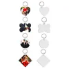 سلاسل المفاتيح 30 pcs/set تسامي فارغ النقل الحراري سلسلة مفاتيح مفتاح مزدوجة العلامات mdf keyrings مع حلقات تقسيم ل