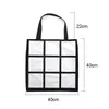 Sublimering galler tote bag blank vit diy värmeöverföring shoppingväska 9 paneler tyg frabic återanvändbar lagring presentväska handväska 591