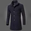 Tasarımcılar Erkek Siyah Trençkot Çenç Trench Coats Şık Palto Tek göğüslü Erkek Saf Renk Sıcak Rüzgar Çekme Ceket Satış Erkek Moda