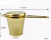 NewStainless Steel Gold Tea Silder Folding Foldbar Tea Infuser Korg för Tekanna Cup Teaware Partihandel EWD2708