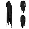 Medeltida cosplayrockar gotiska halloween kostymer för män klär häxa medelålder renässans svarta kappkläder huva
