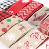 Christmas Linen Webbing Printed Polka Dot Tree Japanese Style Ornaments Cloth Gift Colorful Exquisite Decoration Elk Wave Pattern