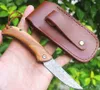 Specail Off Damaskus Folding Kniv VG10-Damascuss Steel Drop Point Blade Olive Wood + Rostfria Stål Hantera EDC Pocket Knivar med lädermantel