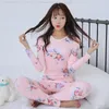 Outono inverno underwear térmica conjuntos para mulheres manga comprida espessa corpo quente shaper pijama meninas impressão floral sleepwear terno Q0706