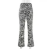 Rétro Zebra rayé droit femmes pantalons longs décontracté imprimé taille haute streetwear pantalon femme dames pantalon mince 210619