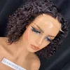 Leverantör Fabrikspris Toppkvalitet Rå Virgin Afro Human Hair Deep Wave Machine Made Closure Wig 8 tum Super September Till Salu