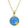 Último pingente de colar e colar de estrelas 100 925 Sterling Silver Jóias finas Blue Fire Opal Gem Summer Summer Beach Gifts Q8012112