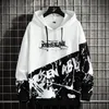 Heren Hoodies Sweatshirts Men 2021 Patchwork High Street Print Hoodie Mens Hip Hop Haped Sweatshirt Streetwear Fashion Tops For Young