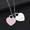 US STOCK Hot Design New Brand Heart Love Necklace for Women Stainless Steel Accessories Zircon green pink Heart Necklace For Women Jewelry