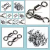 Terminal Tackle Sports & Outdoors Rompin 50Pcs Ball Bearing Swivel Solid Rings Connector 1Cm Length Ocean Boat Fishing Hooks Drop Delivery 2