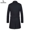 Cappotto di lana blu navy business casual marchio di abbigliamento invernale di lusso di alta qualità spesso caldo doppio bottone da uomo cappotto sottile 211122