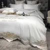100% algodão branco branco bordado bordado cetim 200x230 conjunto de cama de edredão capa de cama leito roupa de cama para casa