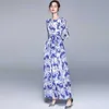 Summer Fashion Designer Holiday Dres's Casual Floral Print Chiffon Maxi 210531