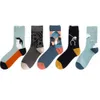 5 PairPack Painting Men Socks Cotton Unisex Crew Designer Socks Men Streetwear Size 3744 210727