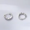 Hoop & Huggie 925 Sterling Silver Earrings Geometric Wring Twist White Gold Circle Ear Buckle Thick Wide Zircon Fashion Jewelry