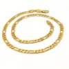 Echte 24-Karat-Gelbgold-FINISH-Massiv-Figaro-Kette mit glitzerndem Glied, 6 mm, 50,8 cm, Stempel 585