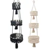 Cestini portaoggetti 95 Bohemian 3 Livelli Appeso Cesto di Frutta Nappe in Macrame Intrecciato Organizzatore di Verdure Porta Piante Stand Rack Cucina di Casa