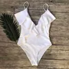 Sexy Swimsuit Women Swimwear Push Up Monokini Ruffle Bathing Suit High Waist Beach Wear Yellow Fused Female 210702