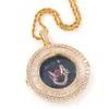 Anpassa Round Memorial Po Pendant Halsband med Bling Diamond Stone Zircon Men Women Lover Present Par Pendants1420074