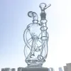 Unikalne nargile Wyczyść szklane Bongs Recykler Rury wodne Śmigler Inline Perc Oil Dab Rigs 14mm Samica Złącze ze szklaną miską