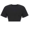 Rapwriter Casual Losse Solid Y2K Crop Tops Zomer T-shirt Dames Warmte O-hals Korte Mouw Stretch Crop Tops Feminina 210702